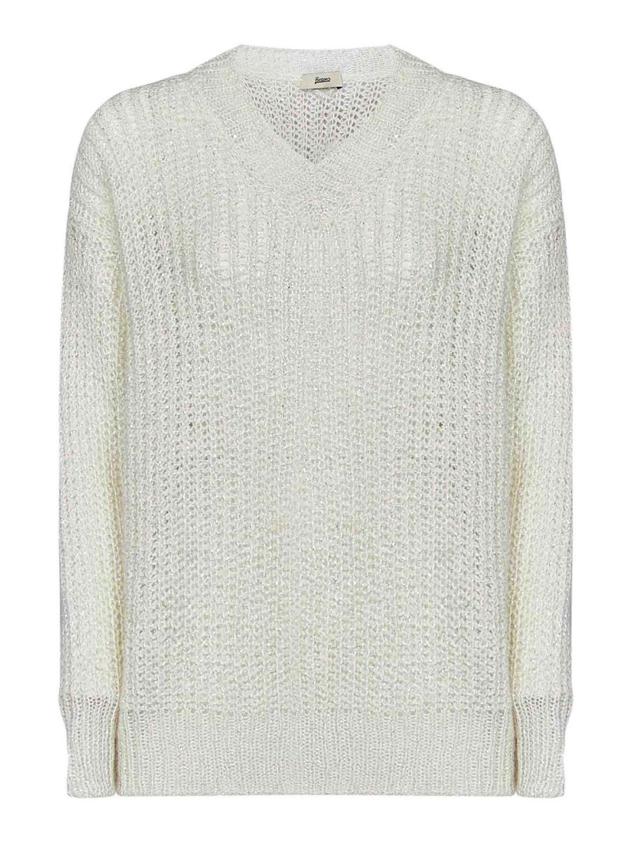 Herno Pull Col Rond - Blanc
