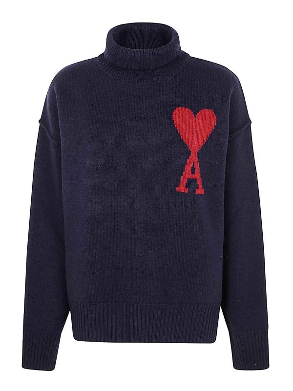 Ami Paris Pull Col Rond - Bleu