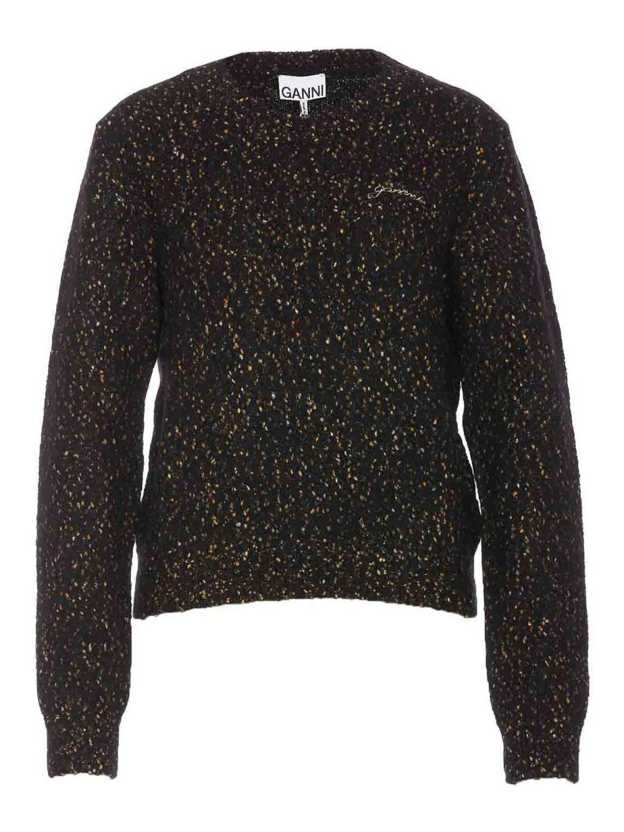 Ganni Pull Col Rond - Noir