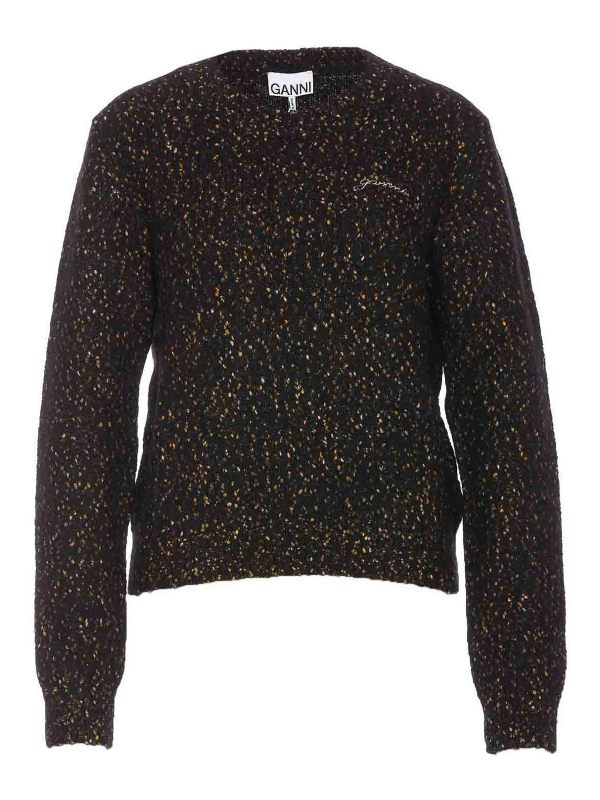 Ganni Pull Col Rond - Noir