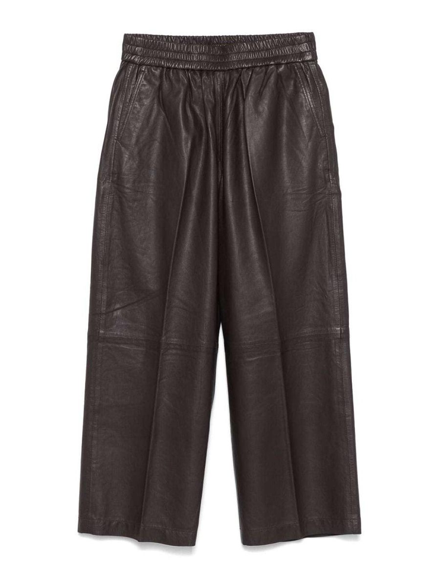 Herskind Pantalons En Cuir - Rouge Brun
