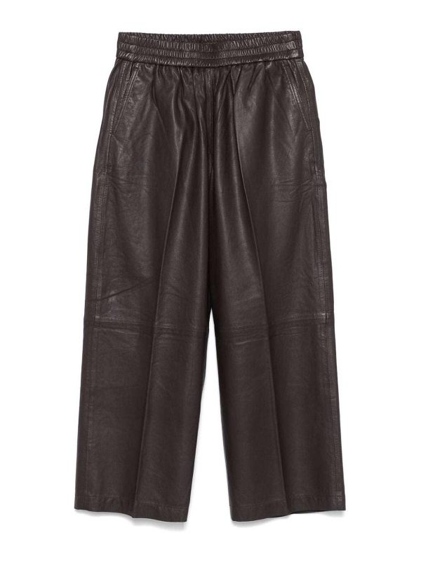 Herskind Pantalons En Cuir - Rouge Brun