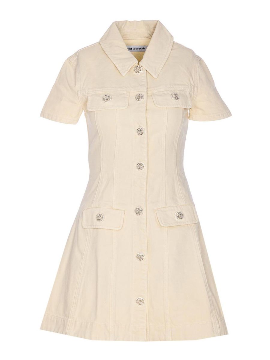 Self Portrait Robe Au Genou - Blanc