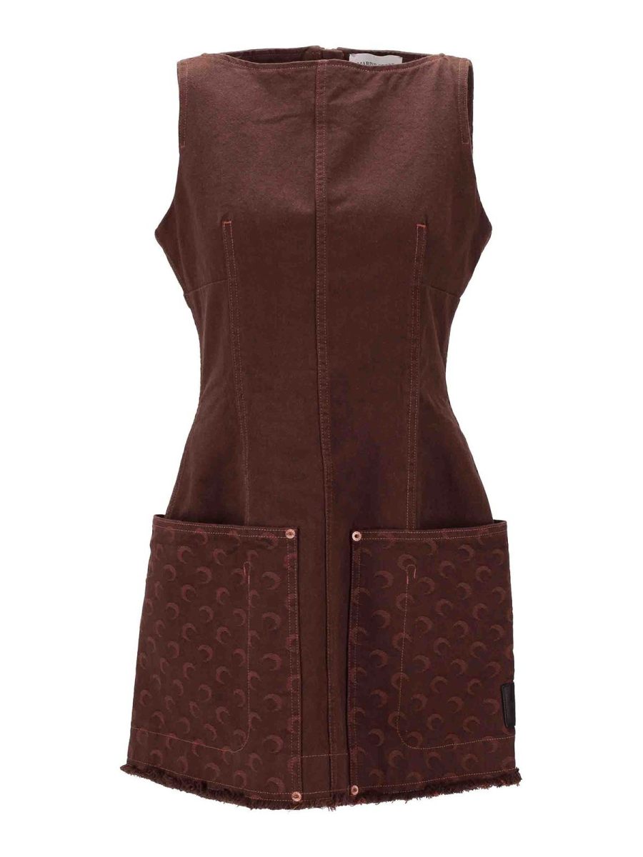 Marine Serre Robe Courte - Marron