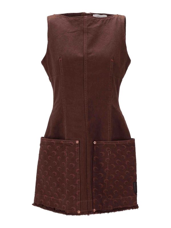 Marine Serre Robe Courte - Marron
