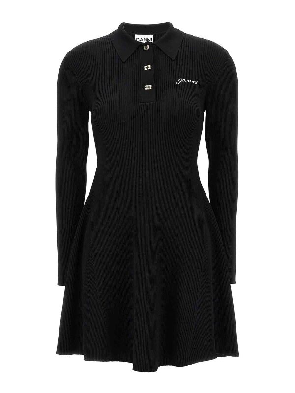 Ganni Robe Au Genou - Noir