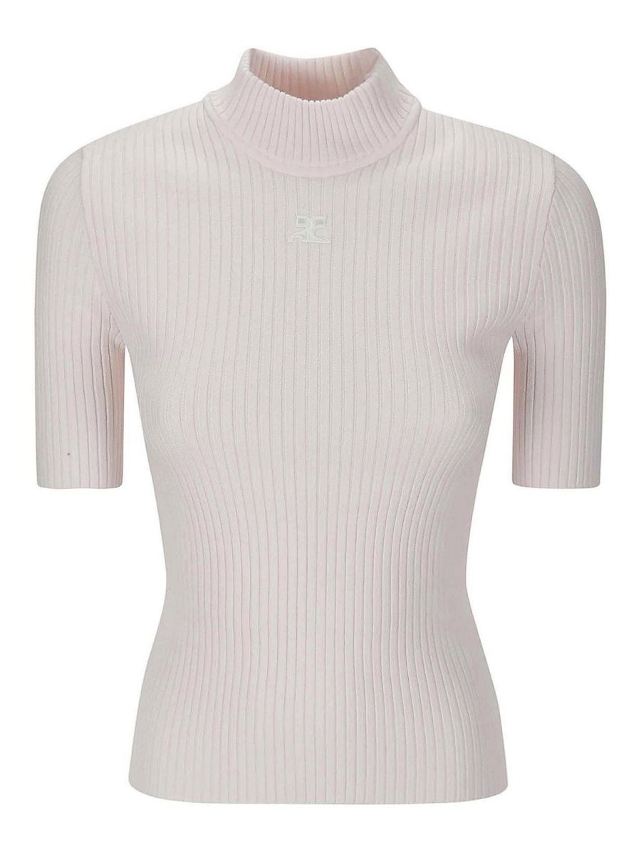 Courreges Pull Col Rond - Rose Clair