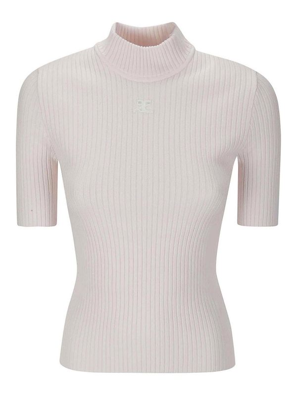 Courreges Pull Col Rond - Rose Clair
