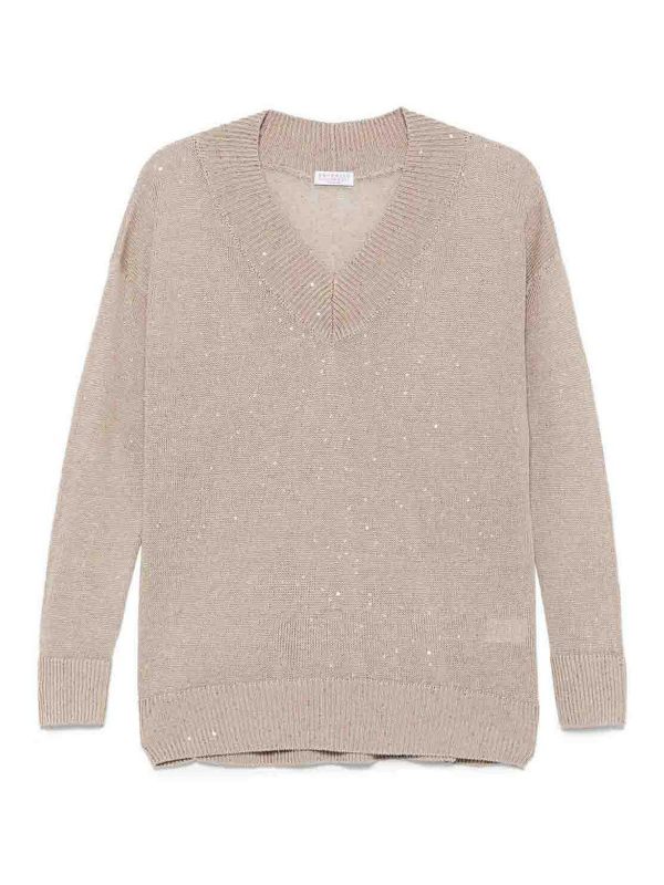 Brunello Cucinelli Pull Col Rond - Beige