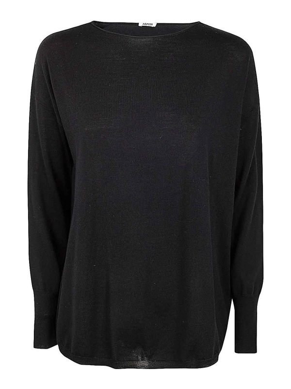 Aspesi Pull Col Rond - Noir