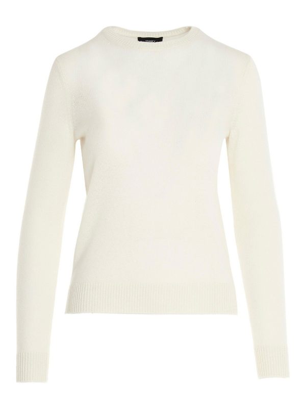 Theory Pull Col Rond - Blanc