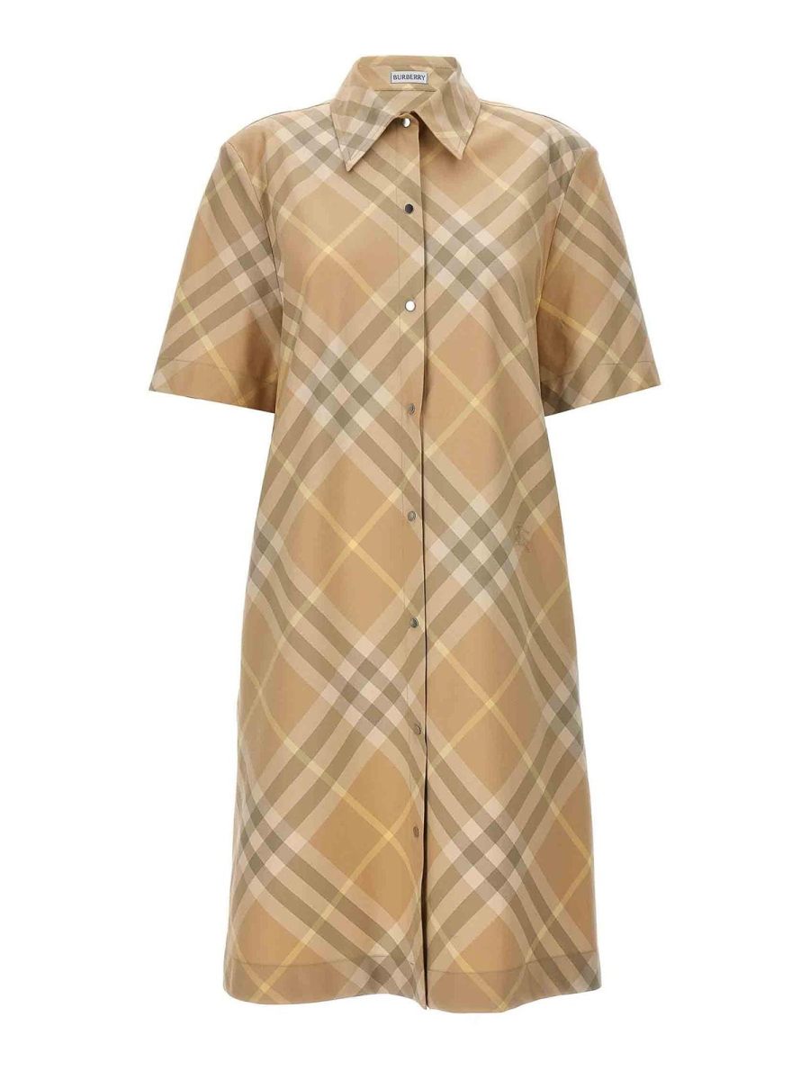 Burberry Robe Au Genou - Beige