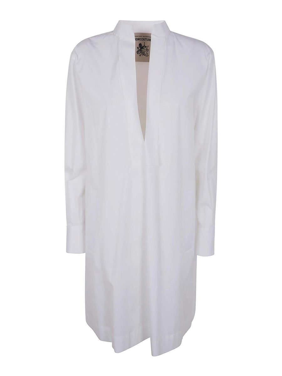 Semicouture Robe Au Genou - Blanc