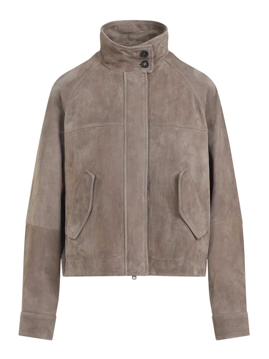 Brunello Cucinelli Blouson En Cuir - Marron