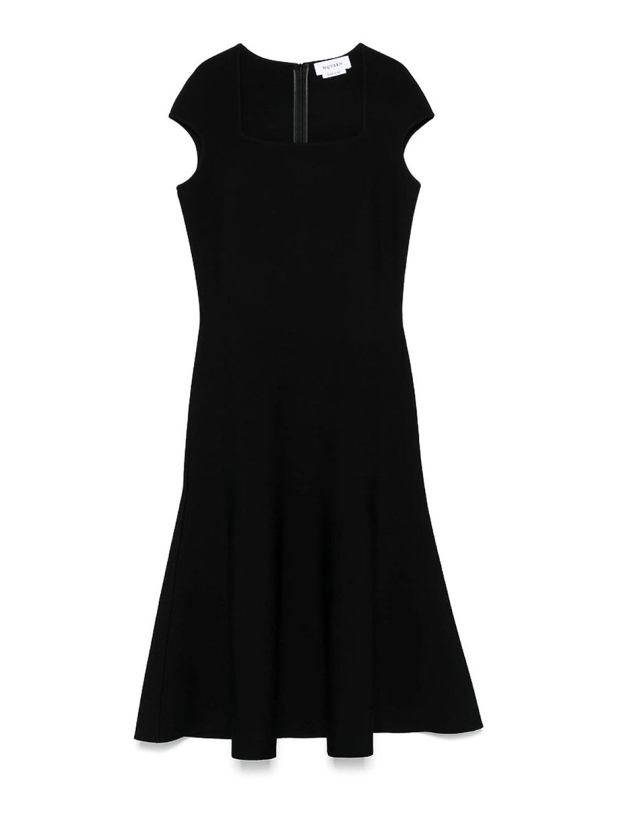 Alexander Mcqueen Robe Au Genou - Noir