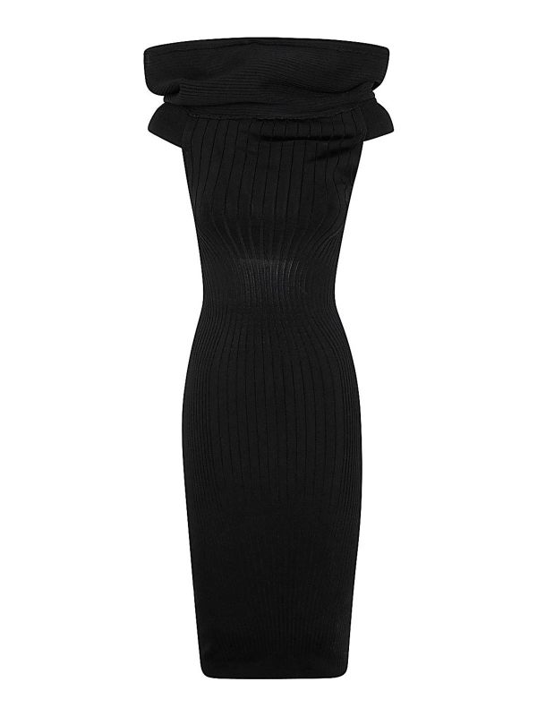 Mugler Robe Au Genou - Noir