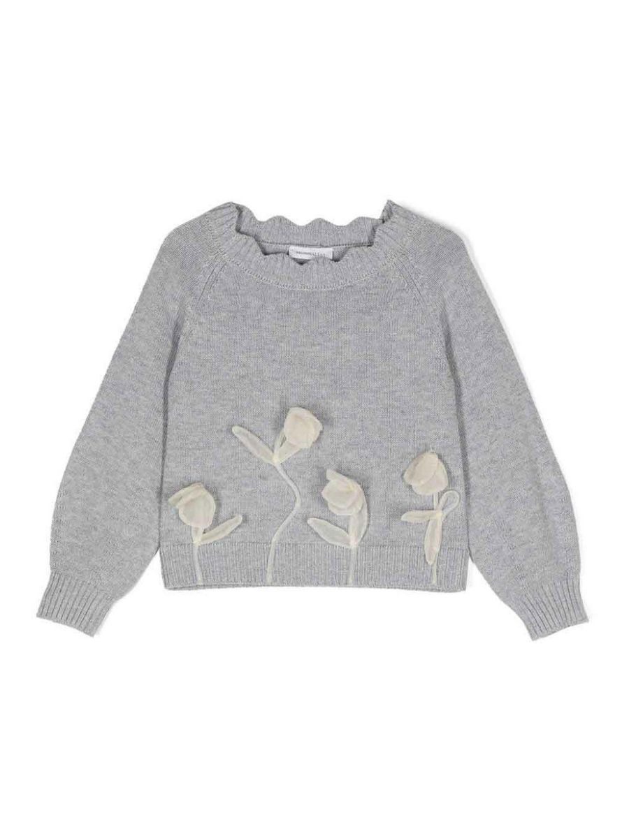 Monnalisa Pull Col Rond - Gris