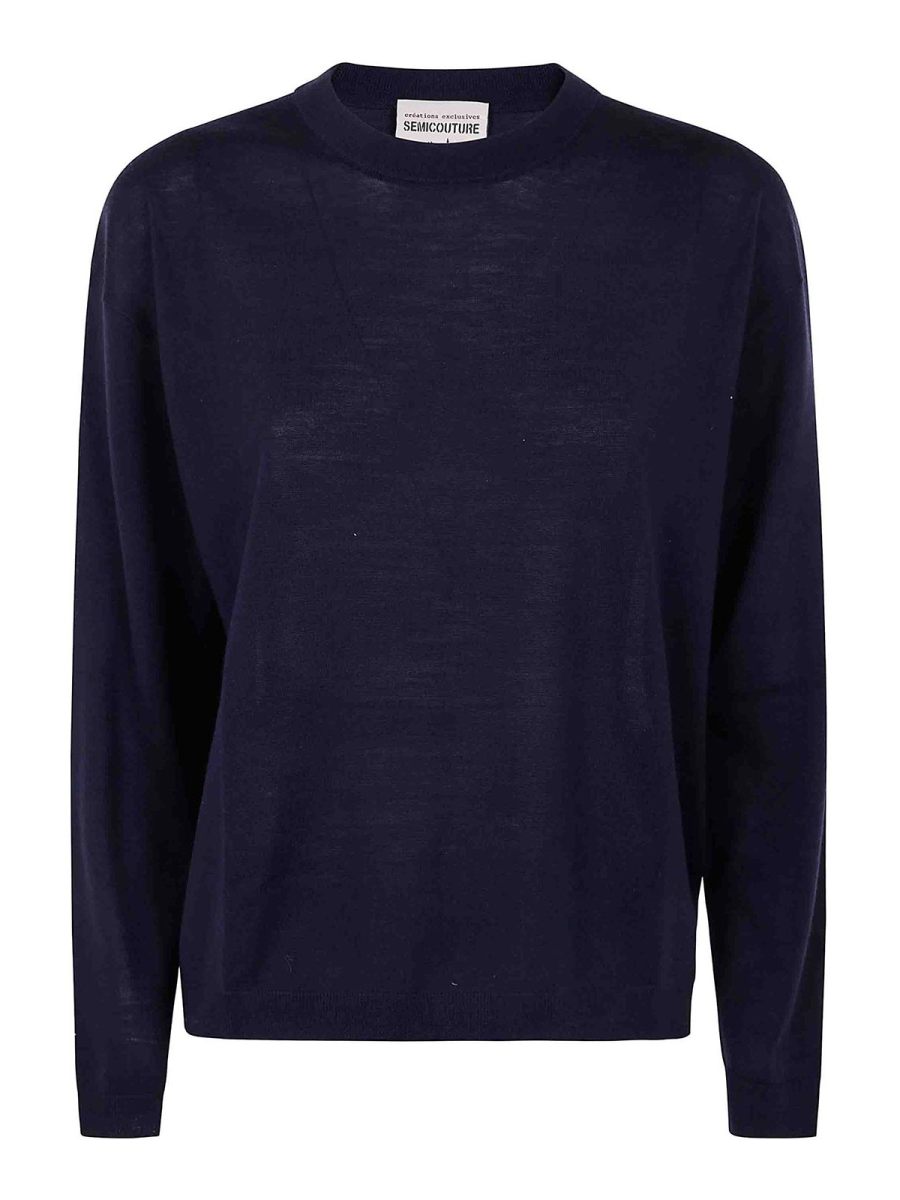 Semicouture Pull Col Rond - Bleu