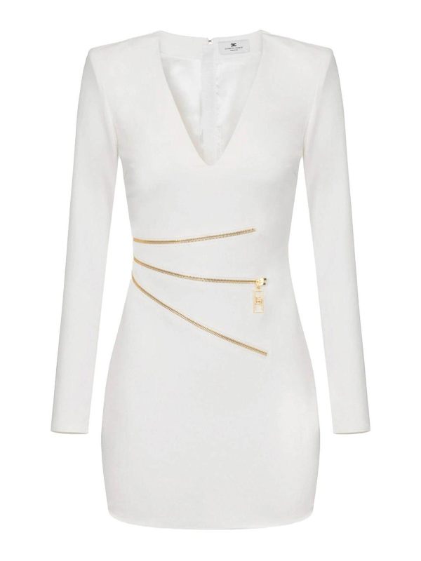 Elisabetta Franchi Robe Au Genou - Blanc