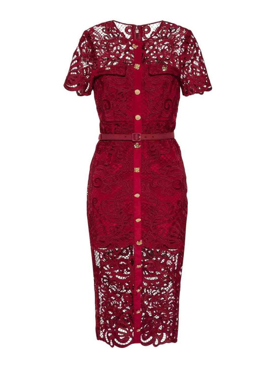 Self Portrait Robe Au Genou - Rouge