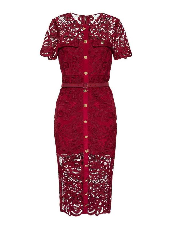 Self Portrait Robe Au Genou - Rouge
