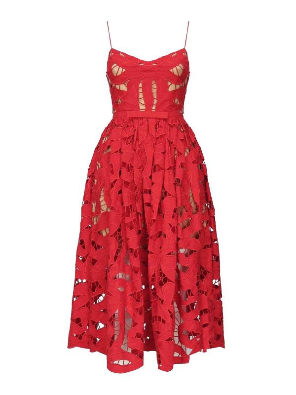 Self Portrait Robe Au Genou - Rouge