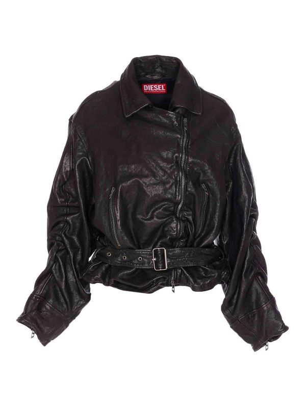 Diesel Blouson En Cuir - Noir