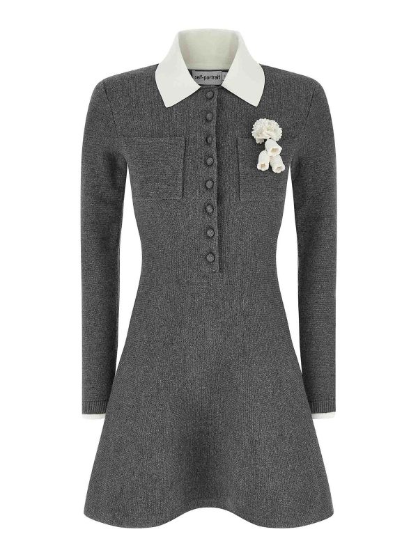 Self Portrait Robe Au Genou - Gris