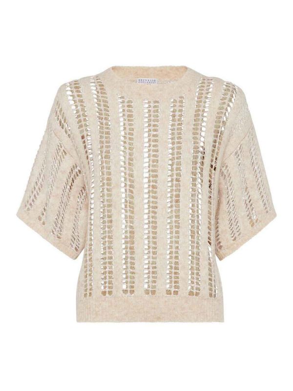 Brunello Cucinelli Pull Col Rond - Blanc