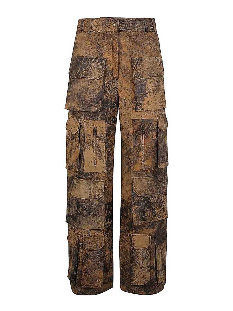 Fermas. club Pantalons En Cuir - Marron