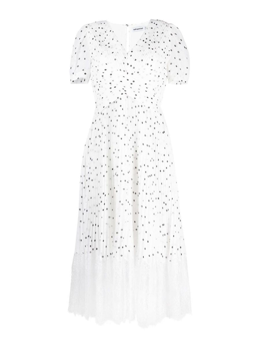 Self Portrait Robe Au Genou - Blanc