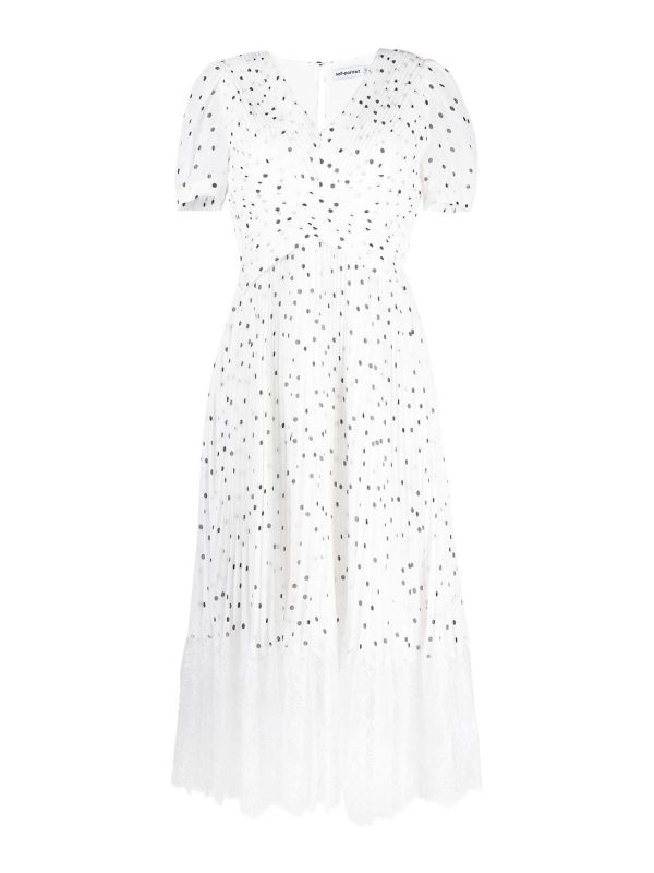 Self Portrait Robe Au Genou - Blanc