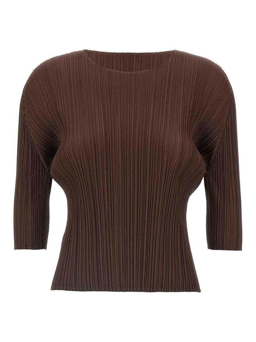Pleats Please Issey Miyake Top - Marron