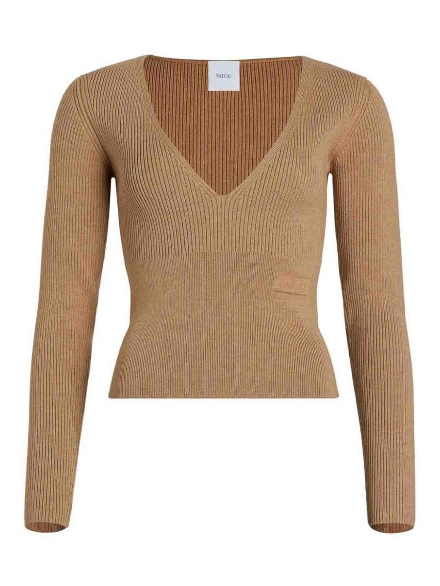 Patou Pull Col Rond - Beige