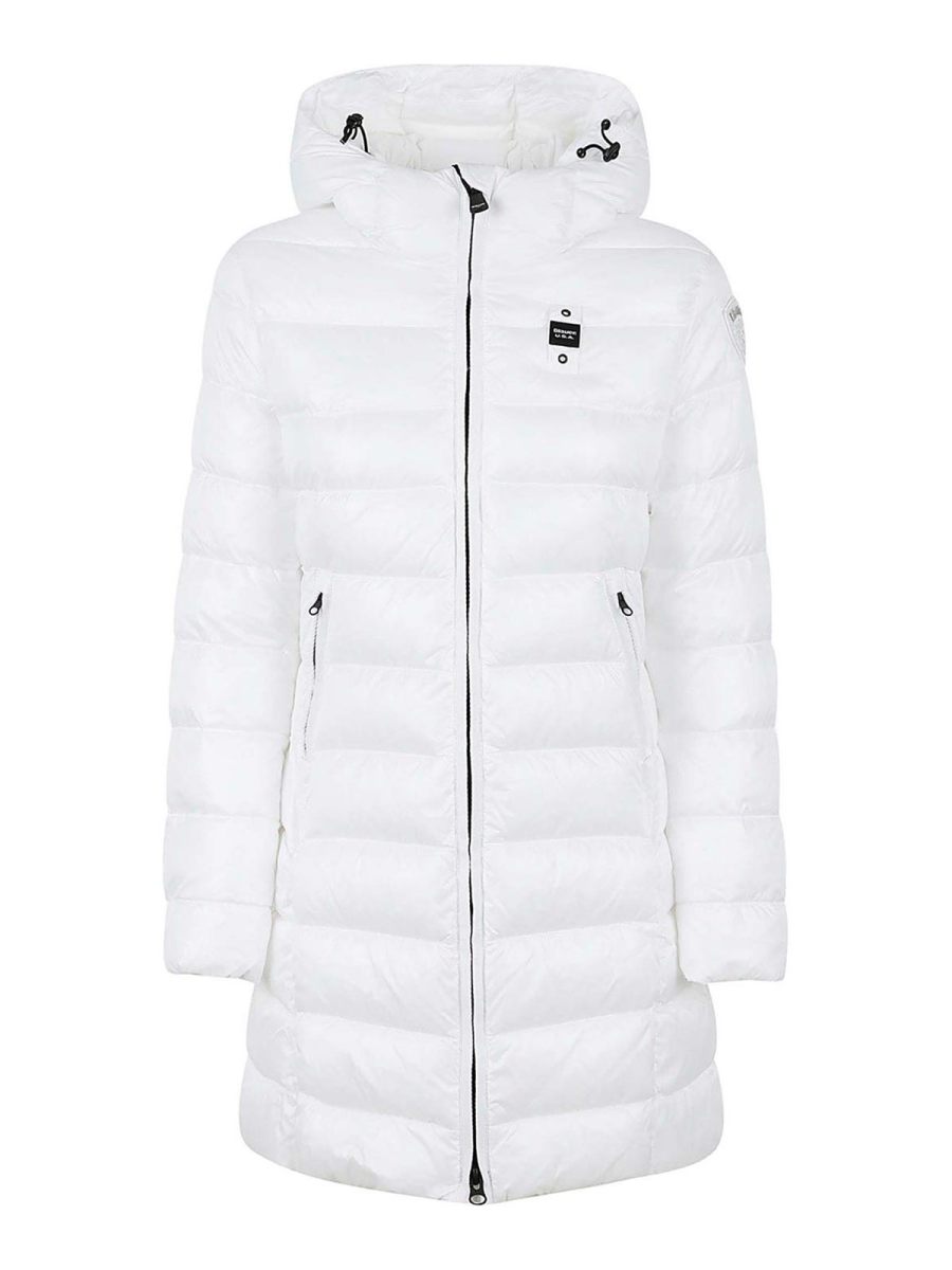 Blauer Manteau Au Genou - Blanc