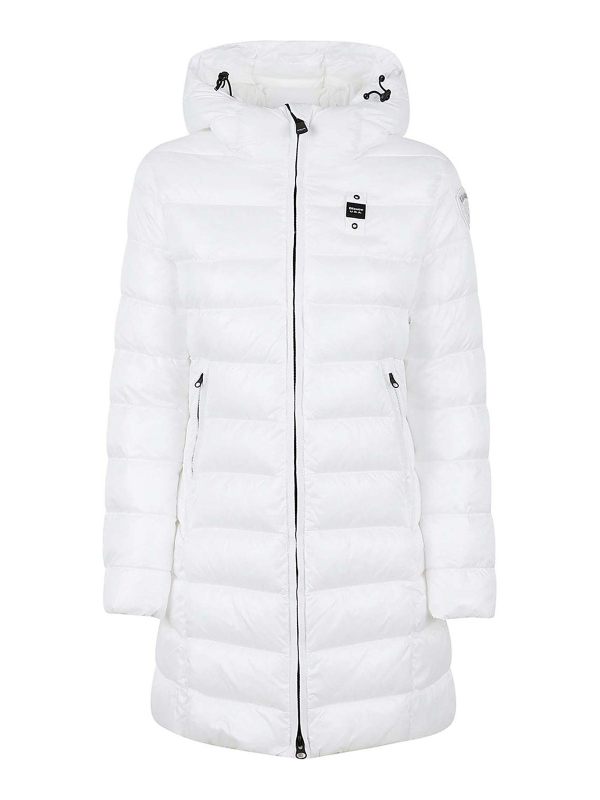 Blauer Manteau Au Genou - Blanc