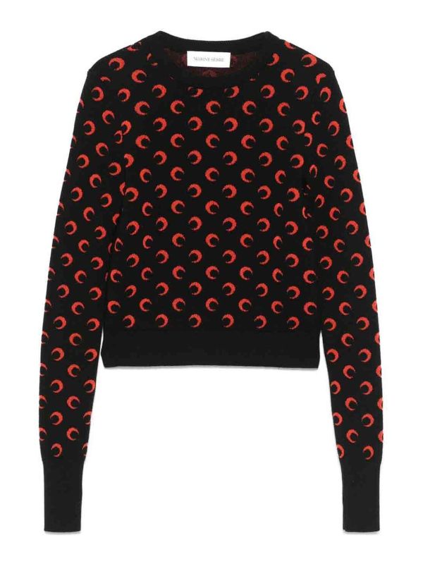 Marine Serre Pull Col Rond - Noir