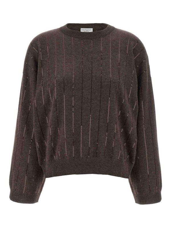 Brunello Cucinelli Pull Col Rond - Marron