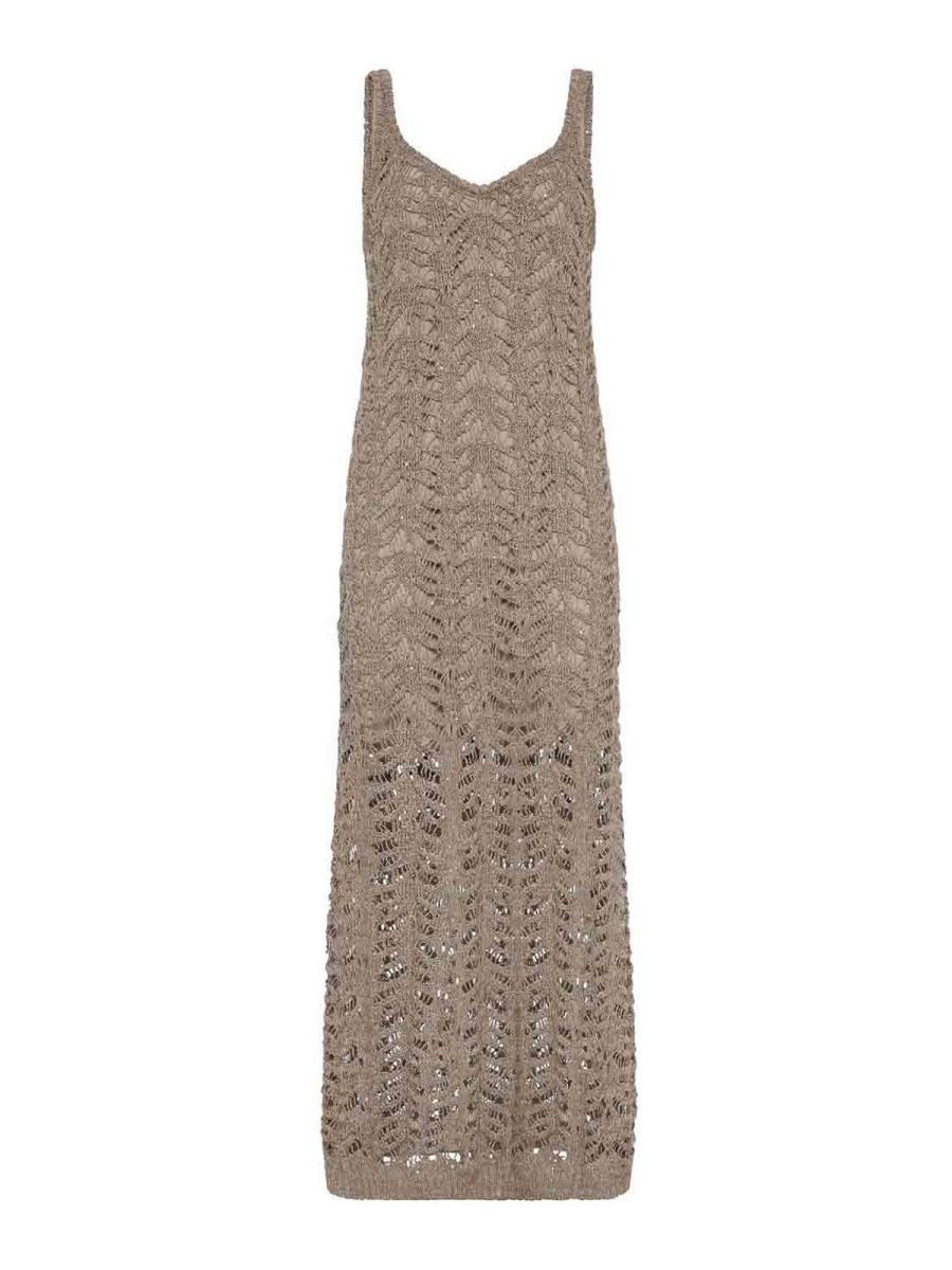 Brunello Cucinelli Robe Au Genou - Marron