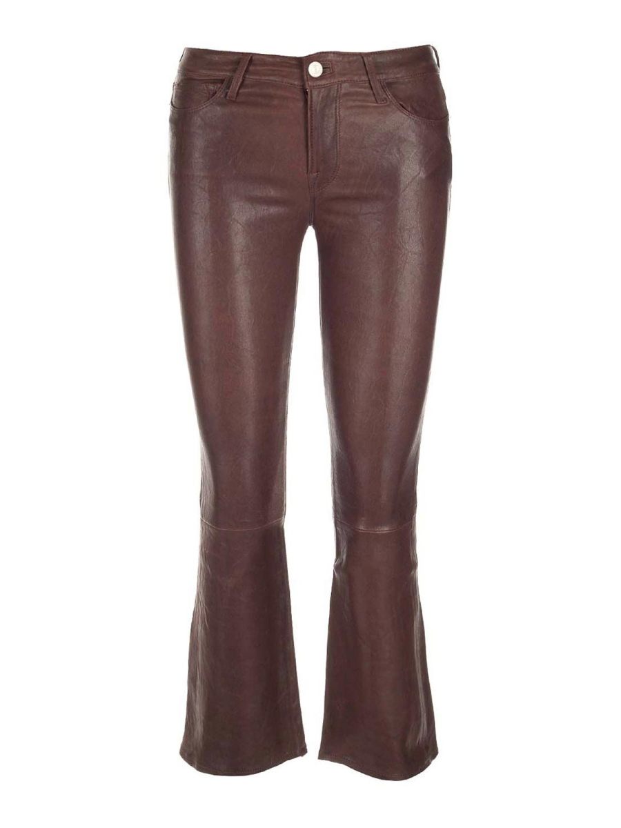 Frame Pantalons En Cuir - Marron