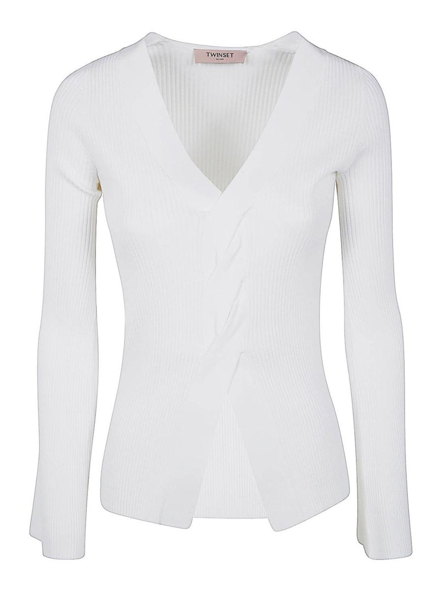 Twinset Pull Col Rond - Blanc