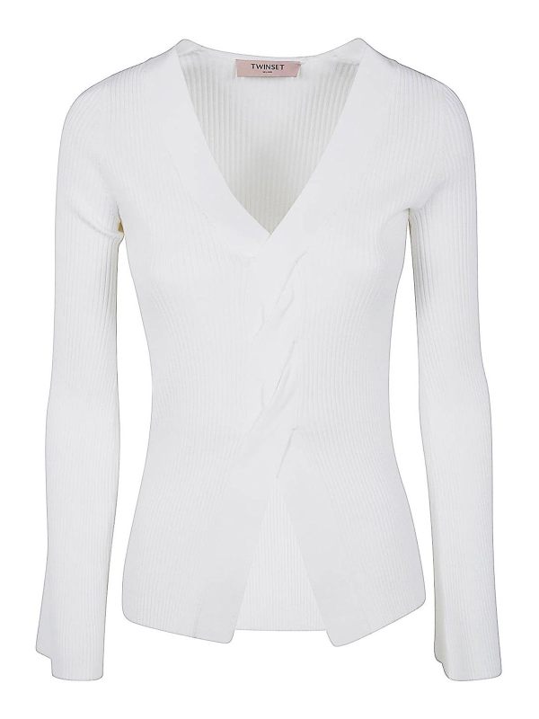 Twinset Pull Col Rond - Blanc
