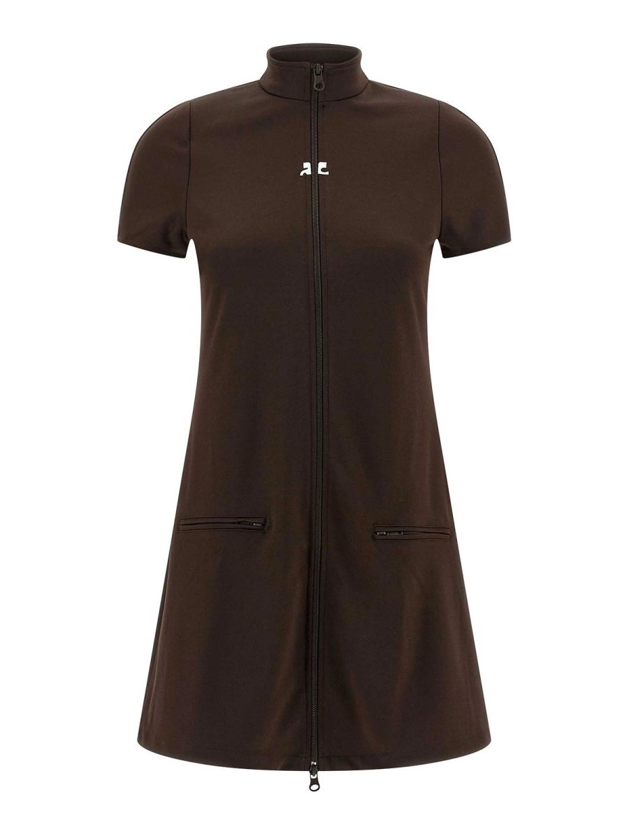 Courreges Robe Au Genou - Marron