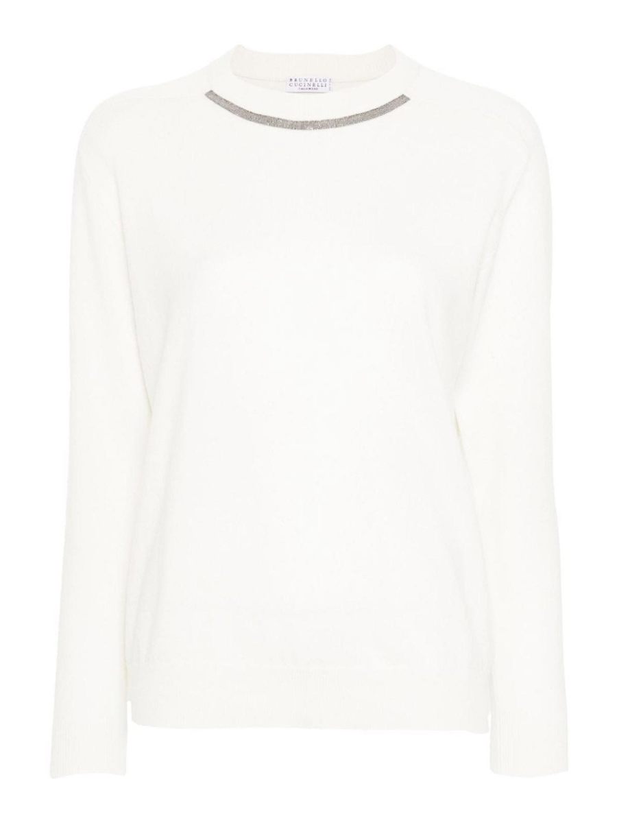 Brunello Cucinelli Pull Col Rond - Blanc