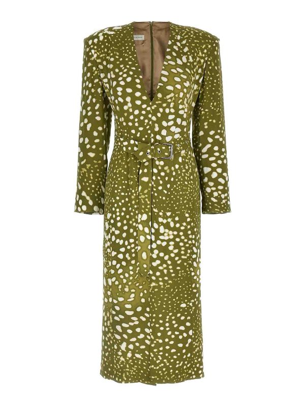 Dries Van Noten Robe Au Genou - Vert