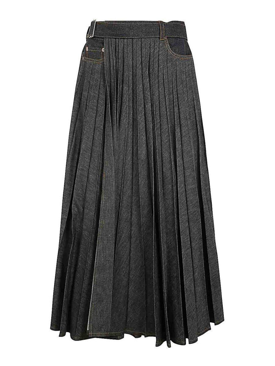 Sacai Jupe Midi - Bleu