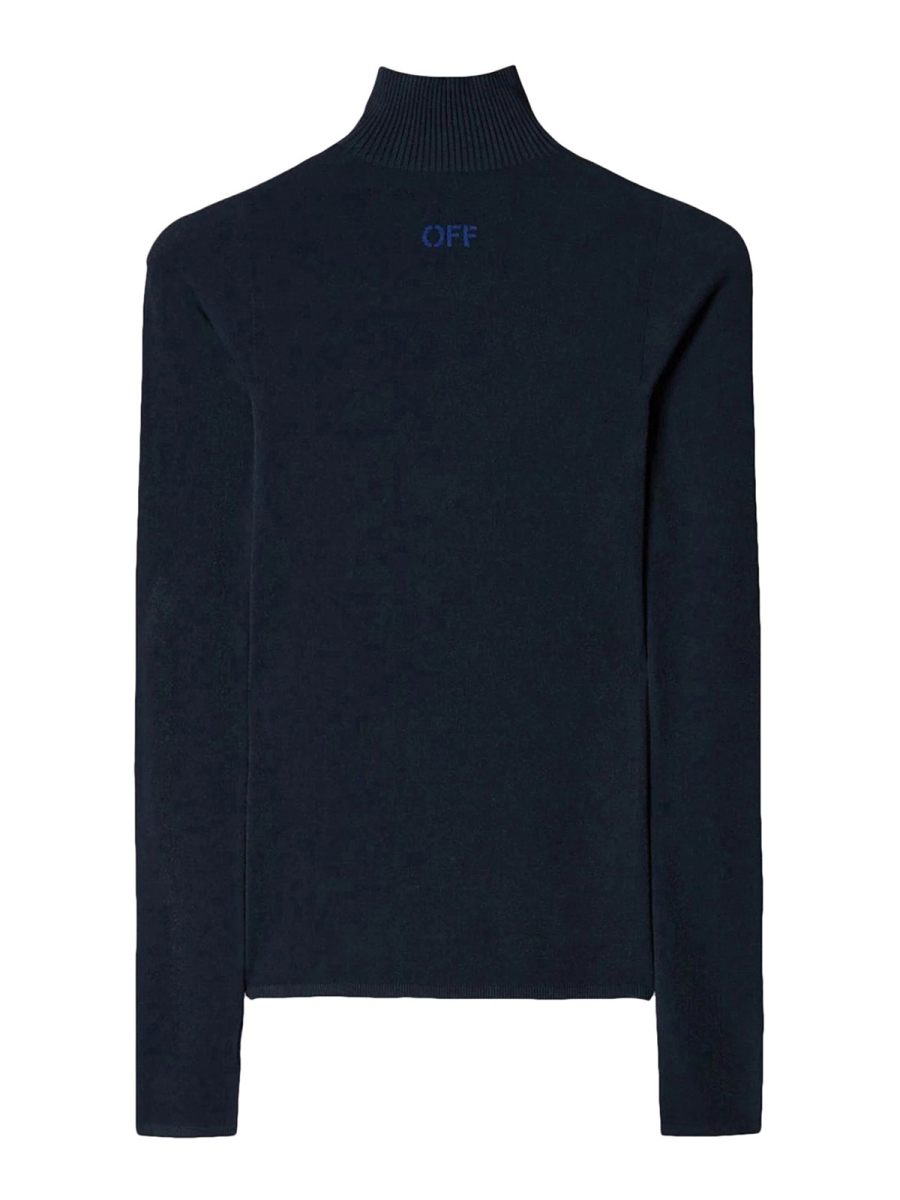 Off-White Pull Col Rond - Bleu