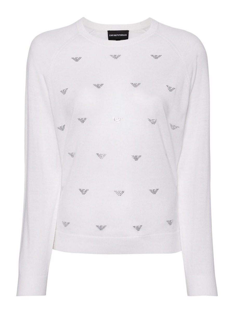 Emporio Armani Pull Col Rond - Blanc