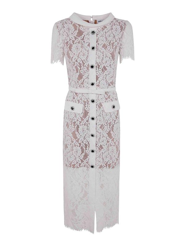 Self Portrait Robe Au Genou - Blanc