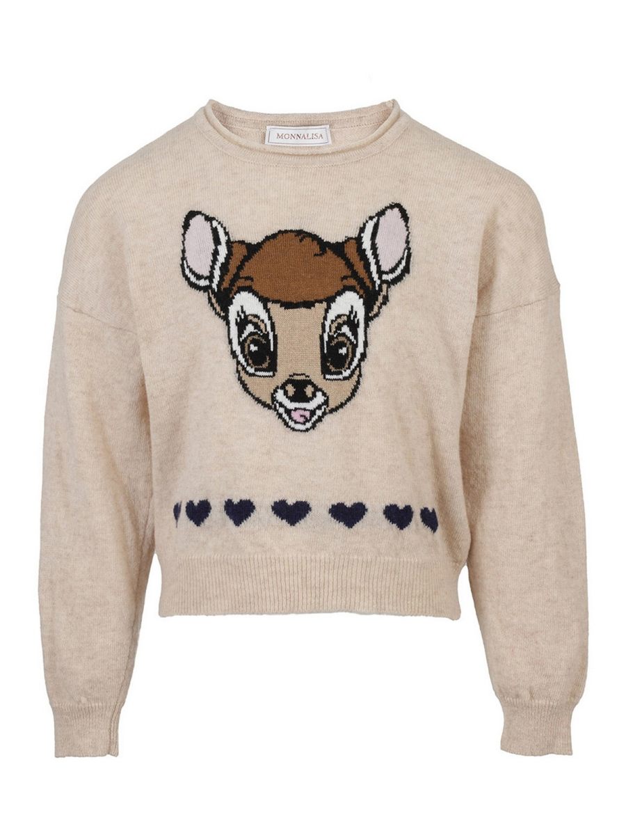 Monnalisa Pull Col Rond - Beige
